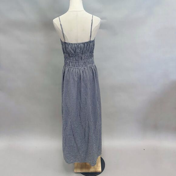 Abercrombie & Fitch Smocked Tie-Front Maxi Dress black/white gingham size Large - Picture 6 of 16